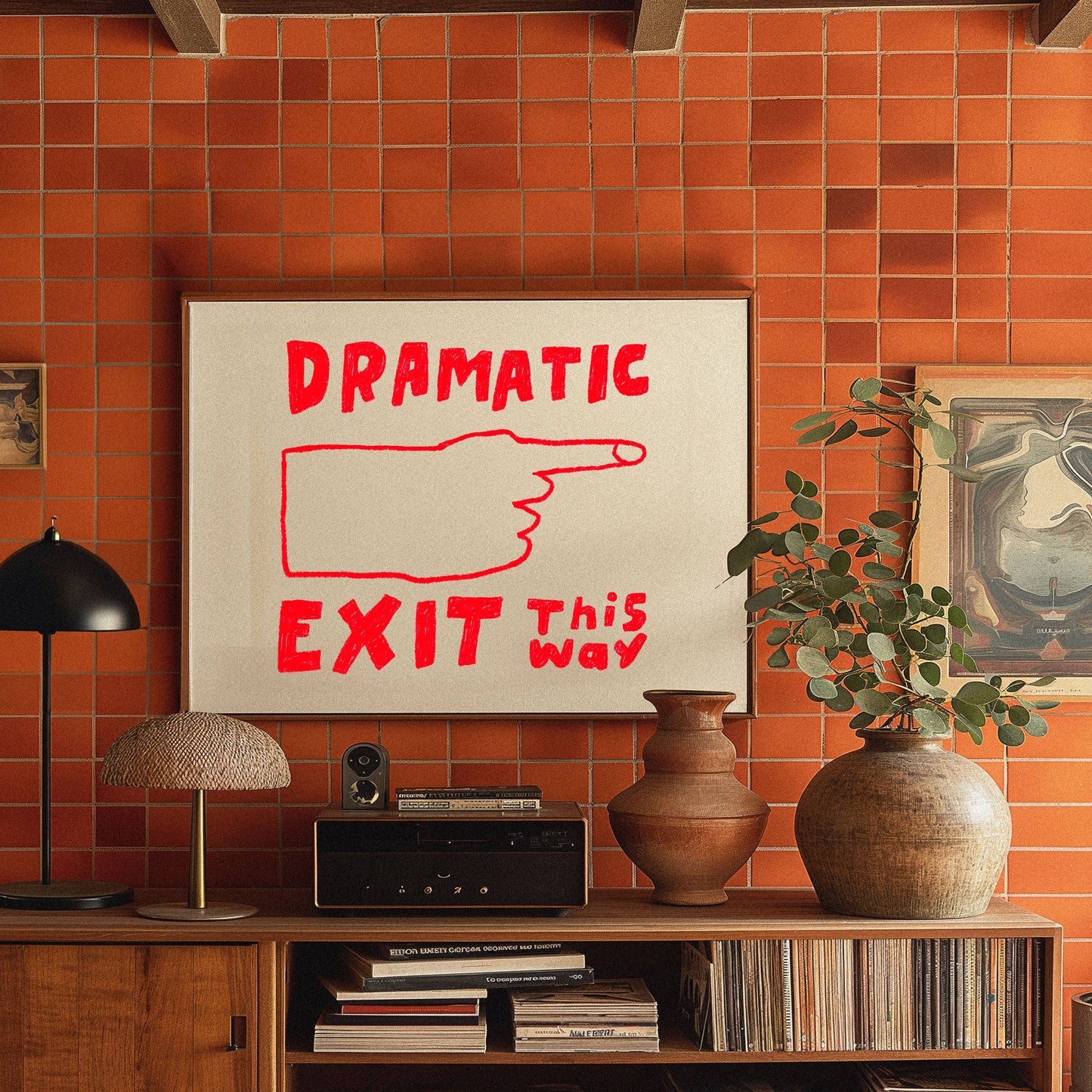 Kuku Studio - Dramatic Exit Art Print | Hand Drawn Illustration Lettering : Black / 12 x 18