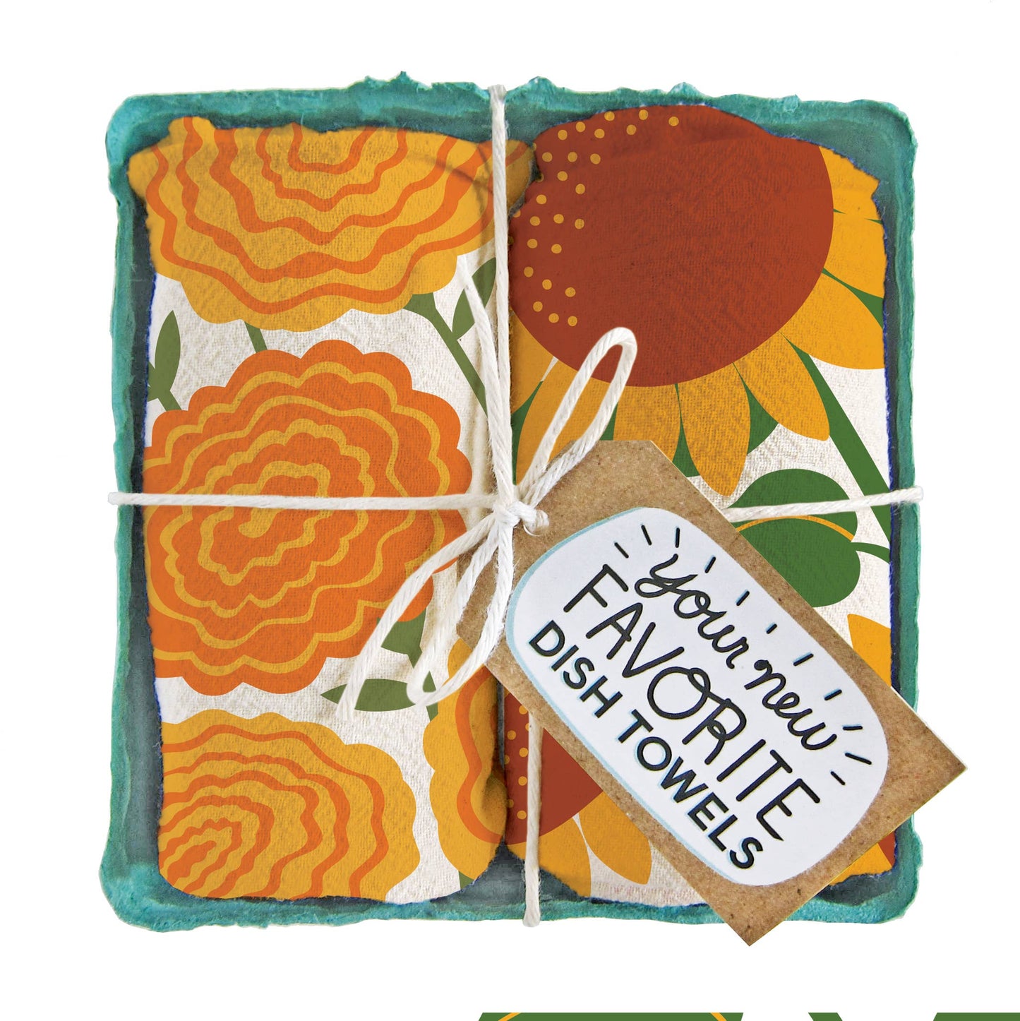 The Neighborgoods - HELLO SUNSHINE (Sunflower,Marigold) -Tea Towel Set of 2
