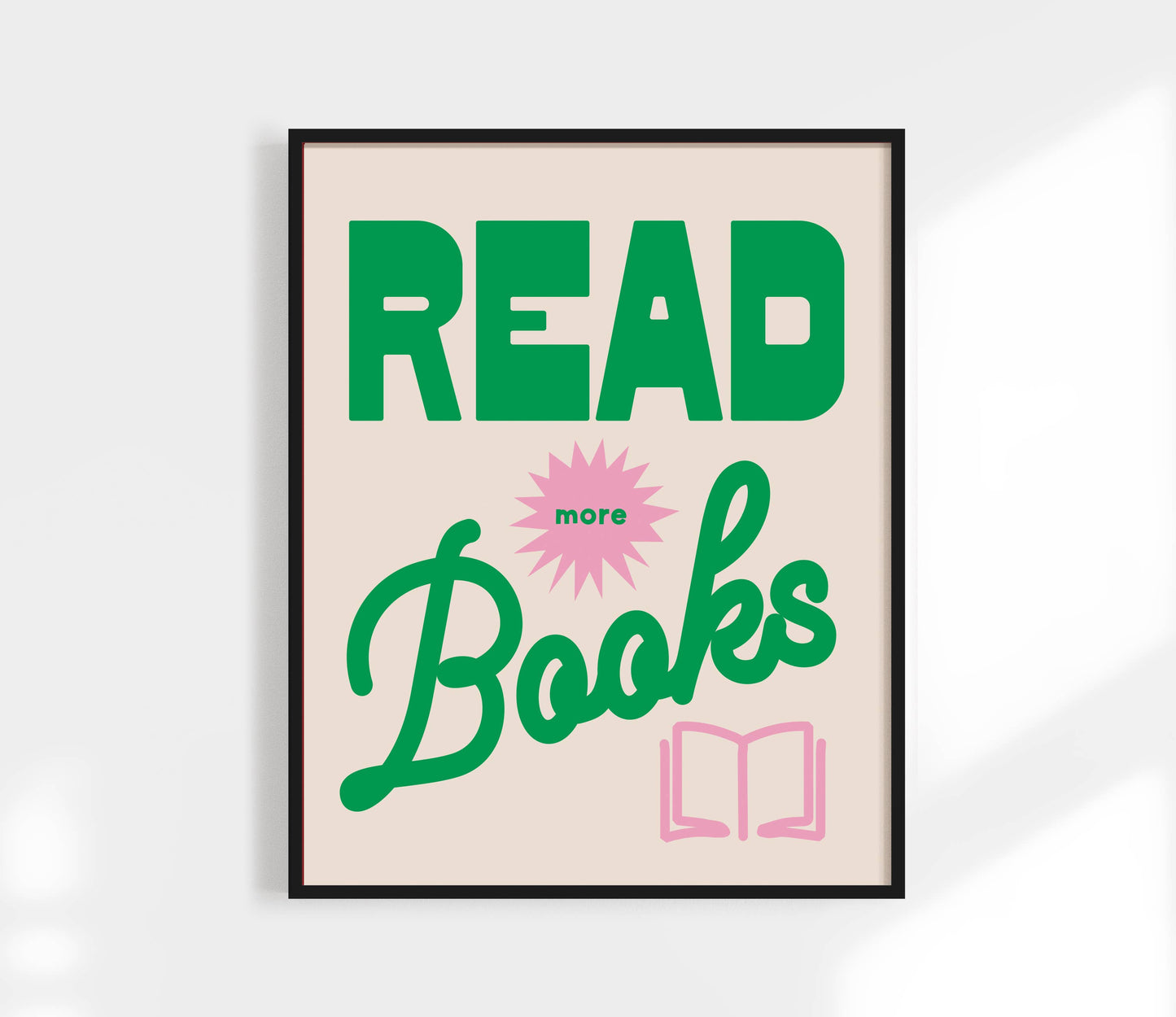 Kuku Studio - Read More Book Print - Retro Book Club Art Poster : Green / 8 x 10"