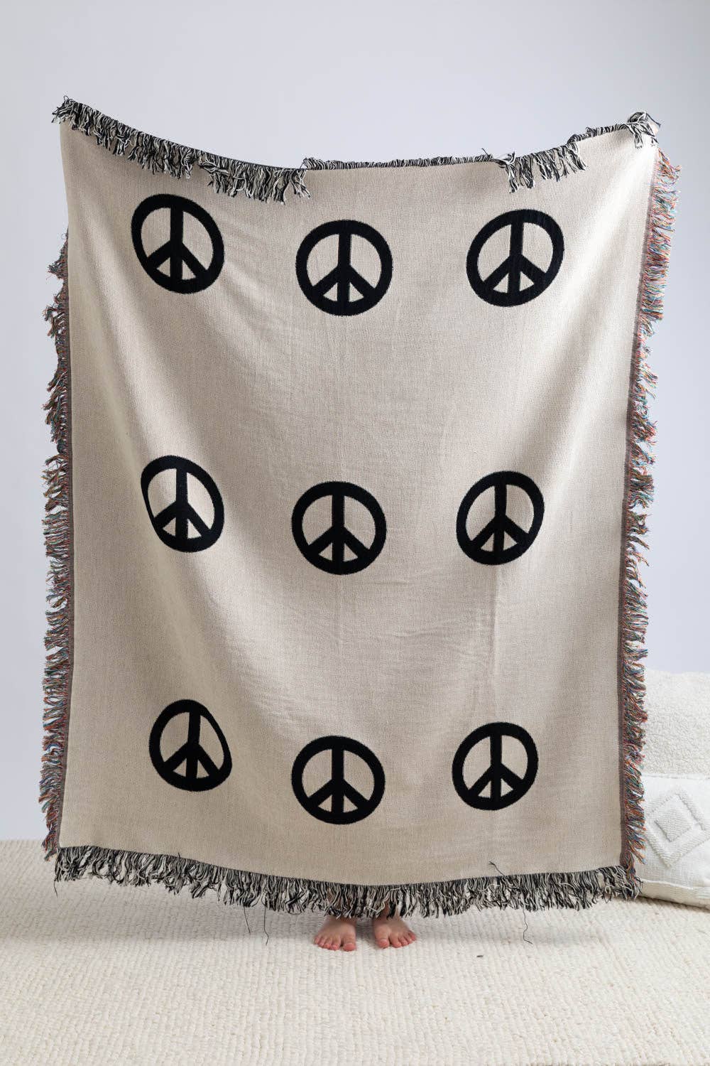 Peace Sign Throw Blanket - Black