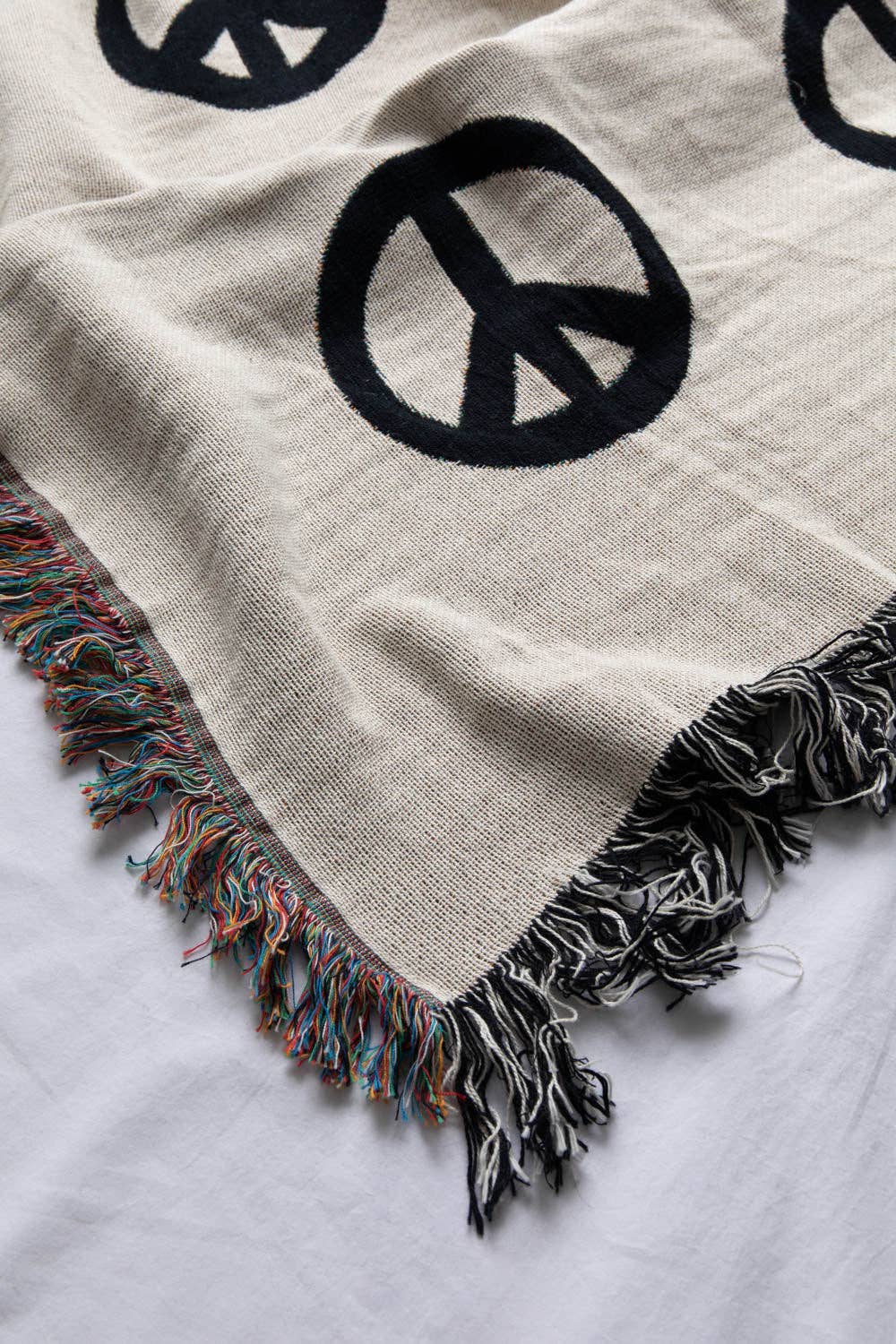 Peace Sign Throw Blanket - Black