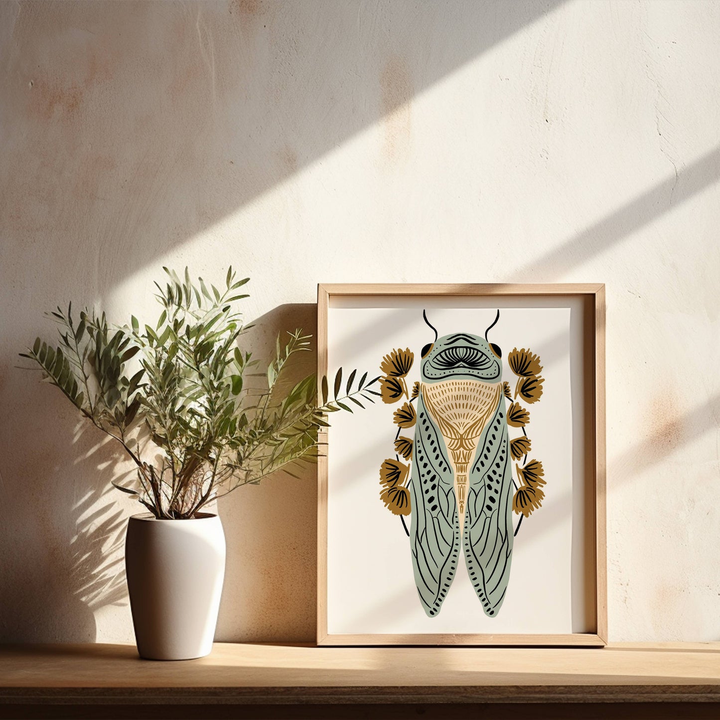 Tara Reed - Cicada - SAGE - 8" x 10" Art Print: 11" x 14"