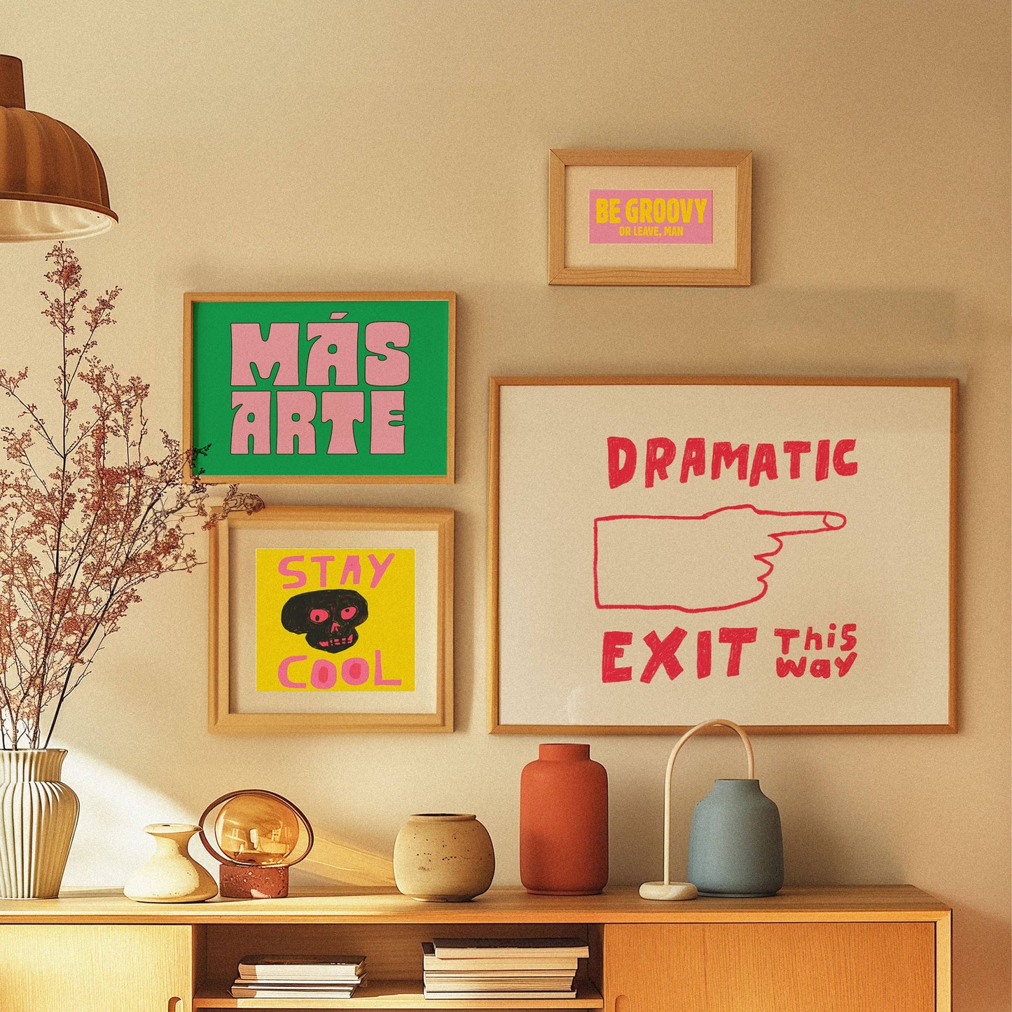 Kuku Studio - Dramatic Exit Art Print | Hand Drawn Illustration Lettering : Black / 12 x 18