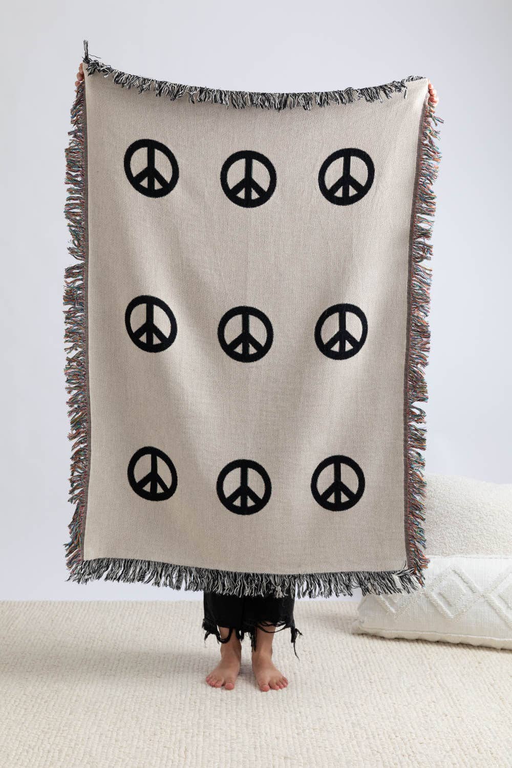 Peace Sign Throw Blanket - Pink