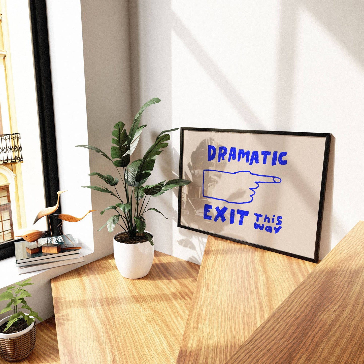Kuku Studio - Dramatic Exit Art Print | Hand Drawn Illustration Lettering : Black / 12 x 18