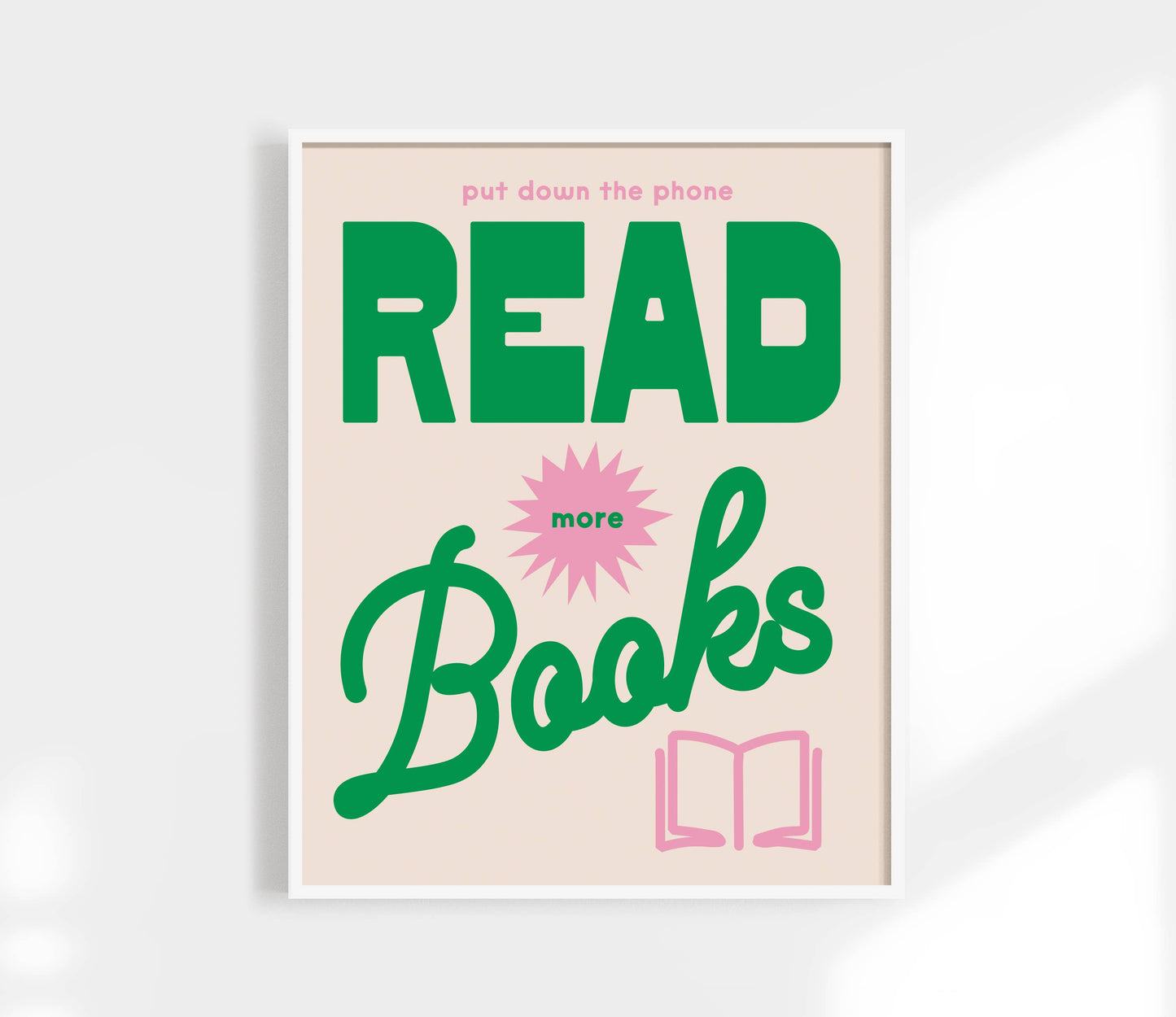 Kuku Studio - Read More Book Print - Retro Book Club Art Poster : Green / 8 x 10"