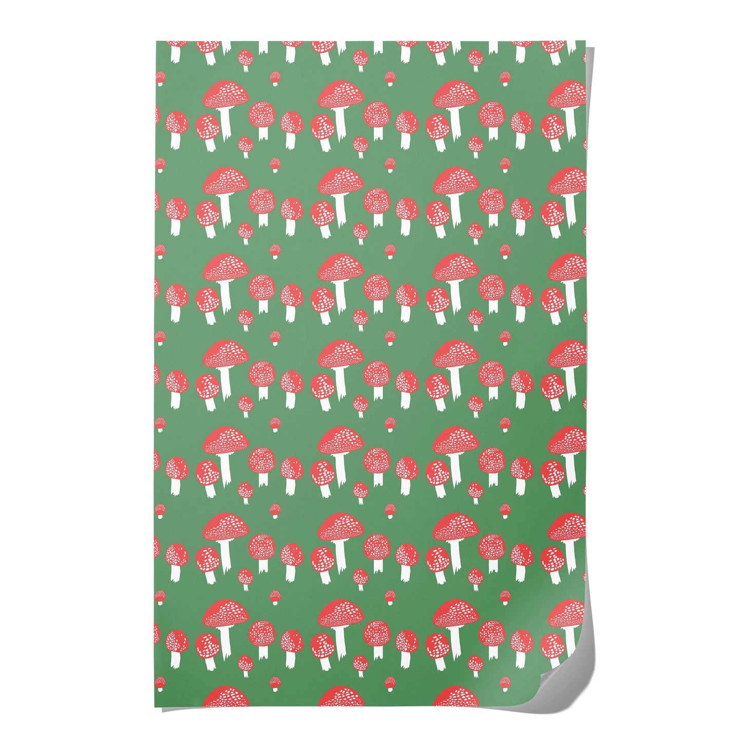 Red Cap Cards - Festive Mushrooms wrapping paper: Rolls of 3 sheets
