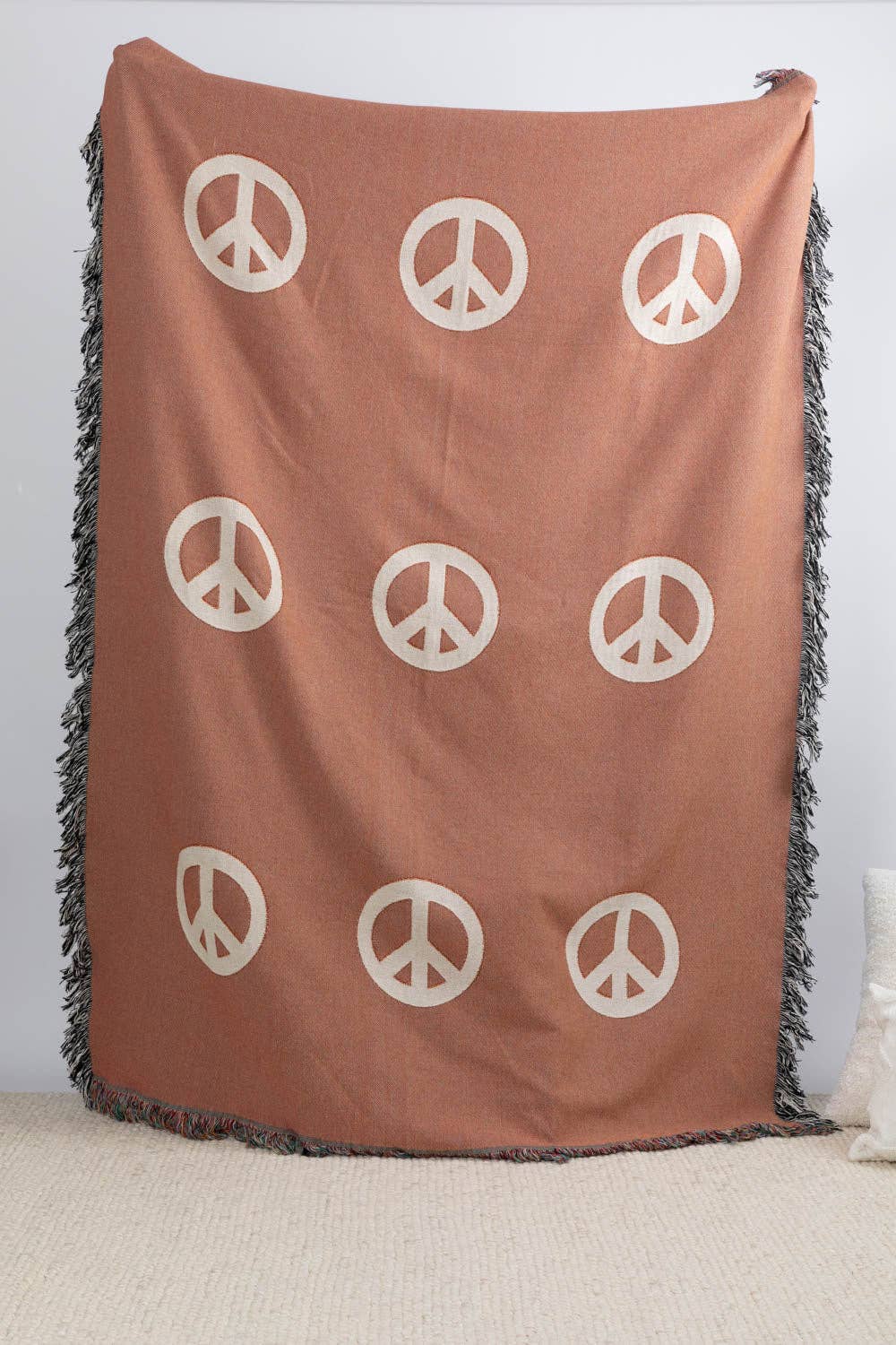 Peace Sign Throw Blanket - Pink