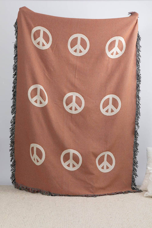 Peace Sign Throw Blanket - Pink