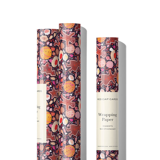 Red Cap Cards - Holiday Treats holiday wrapping paper: Rolls of 3 sheets