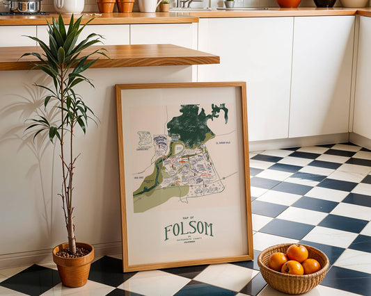 Folsom, CA Neighborhood Map Print 8x10