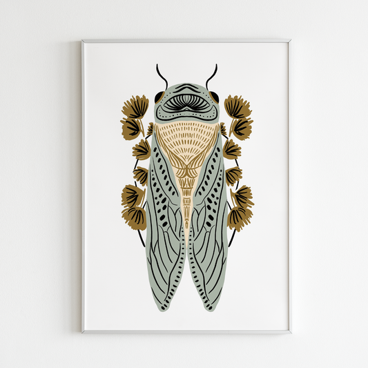 Tara Reed - Cicada - SAGE - 8" x 10" Art Print: 11" x 14"