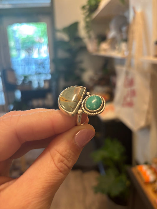Turquoise & Jasper Ring | Mystical Moonbeams