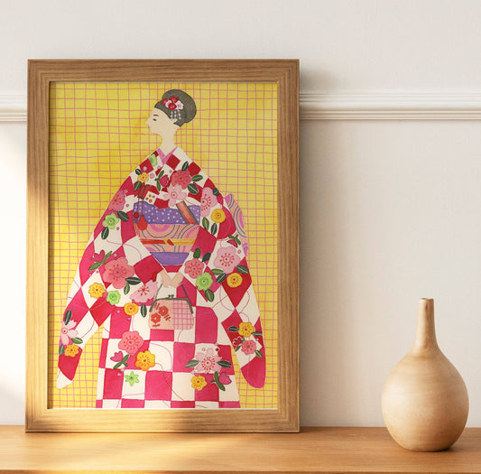 Keiko Hayner Illustrations - Japanese Woman in Kimono: 11x14"