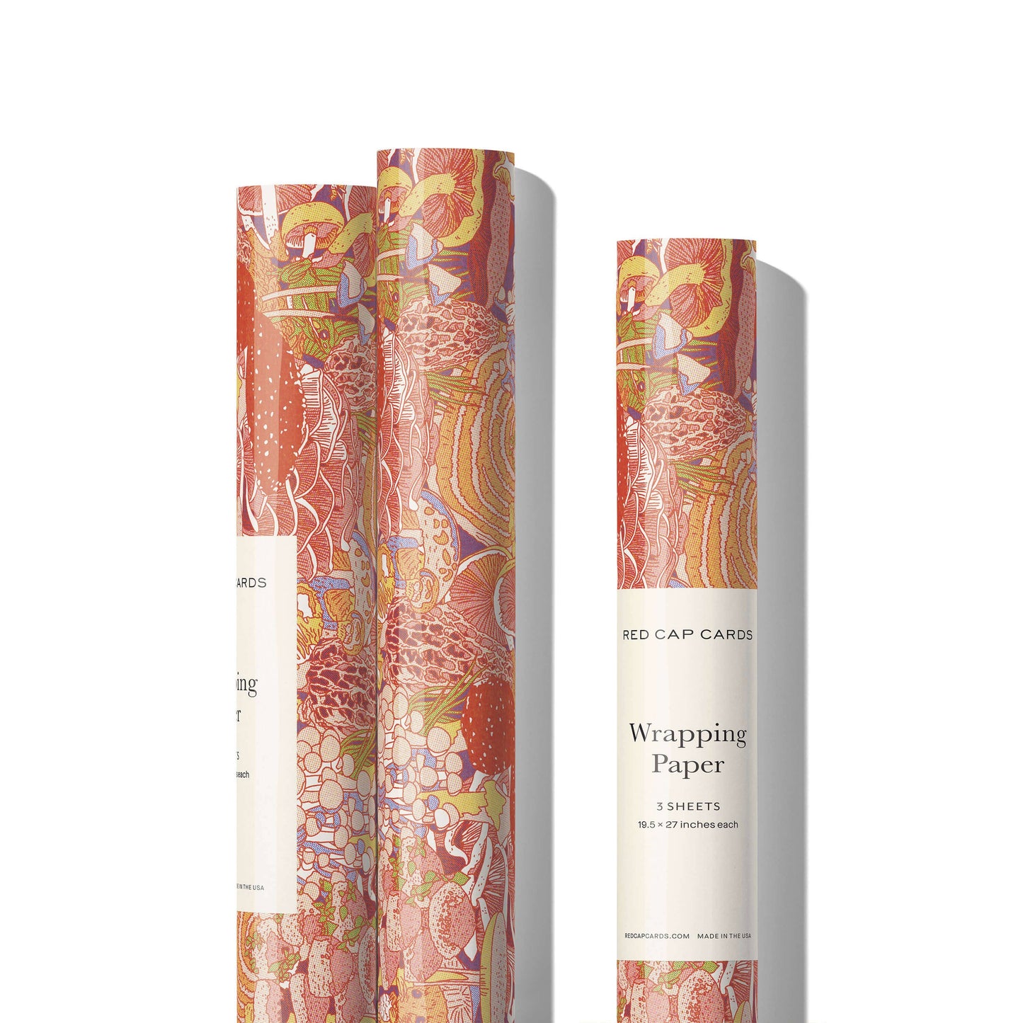 Red Cap Cards - Mystical Fungi Forest wrapping paper: Roll of 3 Sheets