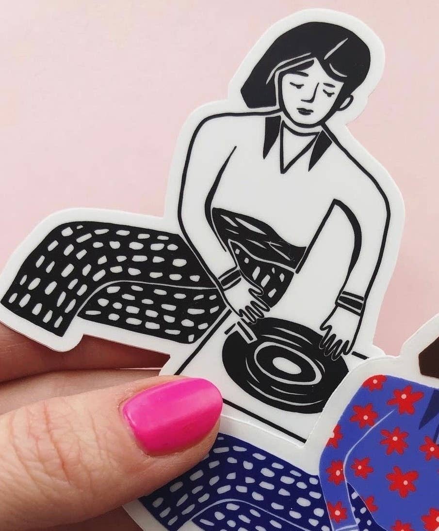 Rare Press - DJ Gal Vinyl Sticker (B&W)